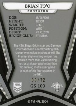 2023 NRL Traders Titanium - Gold Pearl Special #GS109 Brian To'o Back